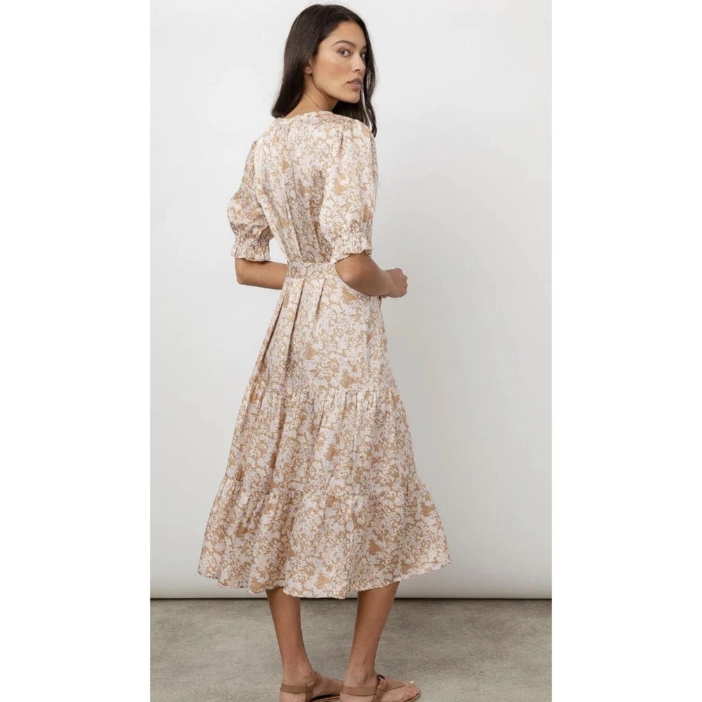 Rails Eliana Midi‎ Dress Womens S Amber Meadow Tan Floral Tiered Garden Dress